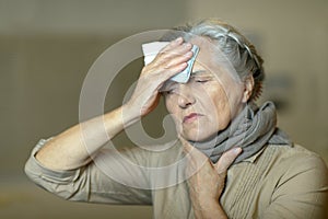 Senior woman feel unwell