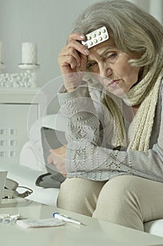 Senior woman feel unwell