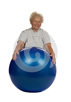 senior woman with a fitball