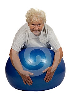 Senior woman with a fitball