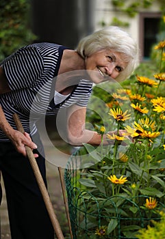 Senior woman gardening