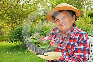 Senior woman gardening