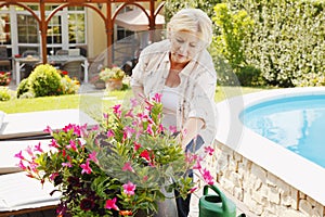 Senior woman gardening