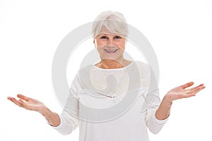 Senior woman gesturing