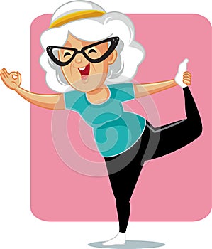 Senior Lady in Yoga Pose Vector Cartoon photo