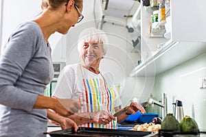 Senior woman/grandmother cooking in a modern kitchen shallow DO
