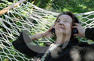 Senior woman in hammock