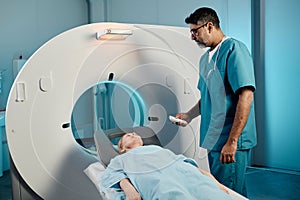 Senior Woman Having CT Scan Procedure photo