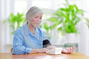 Senior woman high blood pressure