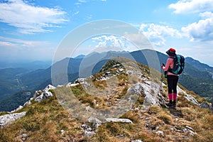 Senior woman hiking in Velebit mountain