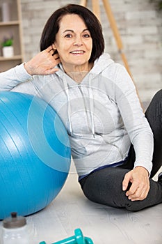 senior woman at home doing exercise