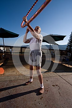 Senior woman hoola hooping