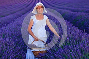 Senior woman in the lavander fields.