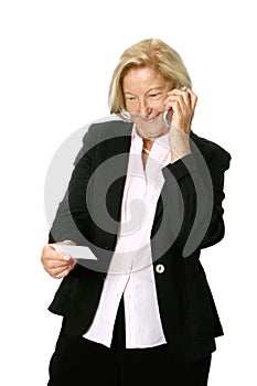 Senior woman making call