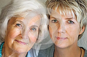 Senior woman and mature daughter