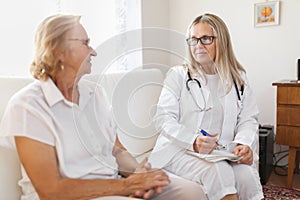 Senior woman during a medical exam with practitioner