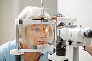 Senior woman during a medical eye examination