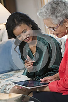 Senior woman meeting with agent