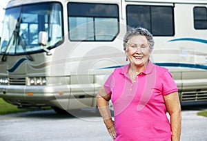 Senior Woman with Motor Home
