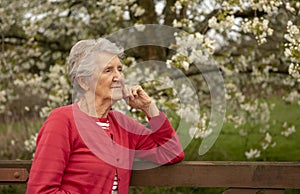 Senior woman outdoor portrait in Spring