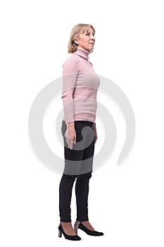 A senior woman - over sixty years old standing on white background