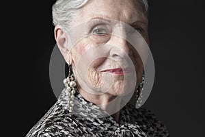 Senior Woman With Pearl Earrings