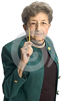 Senior woman with pencil