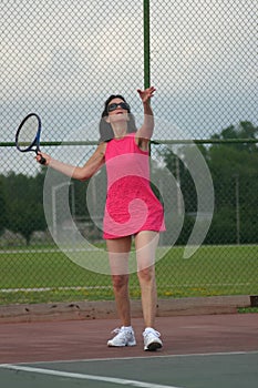 Senior woman playing tennis