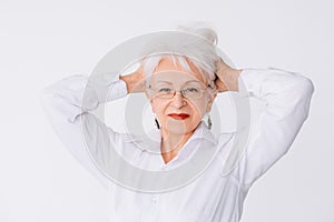 Senior woman portrait confidence elegance camera