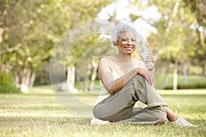 Senior Woman Relaxing After Exercise