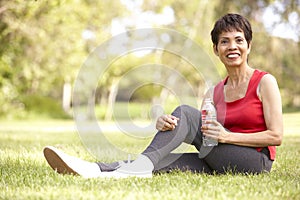 Senior Woman Relaxing After Exercise