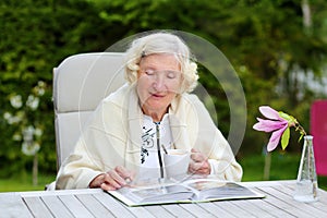 Senior woman relaxing in the garden