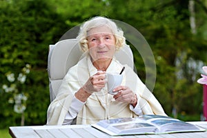 Senior woman relaxing in the garden