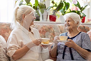 Senior woman spending quality time with her daughter