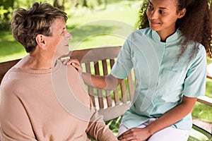 Senior woman spending time outside