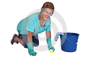 Senior Woman Spring Cleaning Household Chores