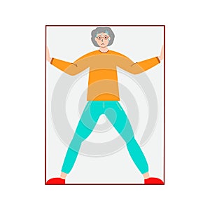 Senior Woman suffering from claustrophobia, human fear concept vector Illustration on a white background.