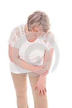 Senior woman suffers from arthrosis