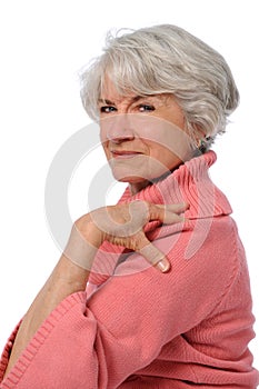 Senior Woman Touching Shoulder