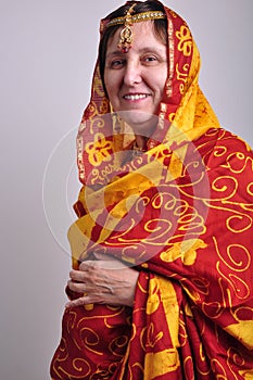 Senior woman wearing traditional Indian clothing a