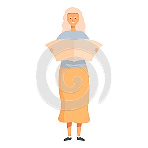 Senior woman travel map icon cartoon vector. Pensioner holiday