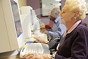 Senior woman using computer