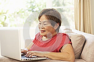 Senior Woman Using Laptop At Home