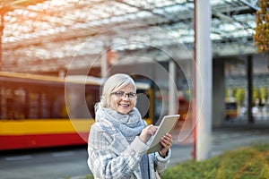Senior woman using tablet