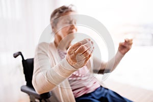 Senior woman in wheelchair at home.