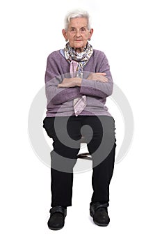 Senior woman on white background