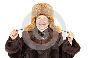 Senior woman in wintry clothes