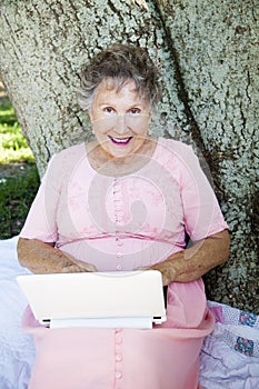 Senior Woman on Wireless Network