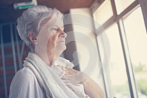 Senior woman workout in gym.