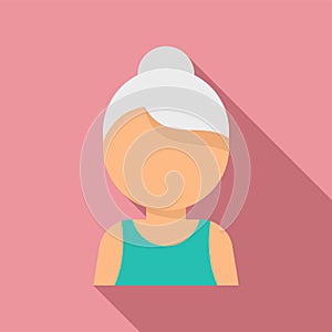 Senior woman workout icon, flat style